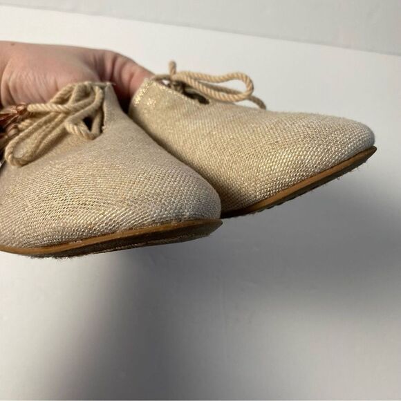 Toms Sz 10 Kelli Tassel Rose Gold Metallic Woven Slip On Flats Comfort Shoes - Picture 7 of 10